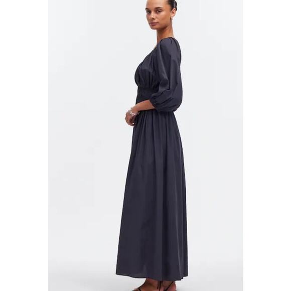 NWT Madewell V-Neck Balloon-Sleeve Maxi Dress Black 14 - Picture 4 of 11